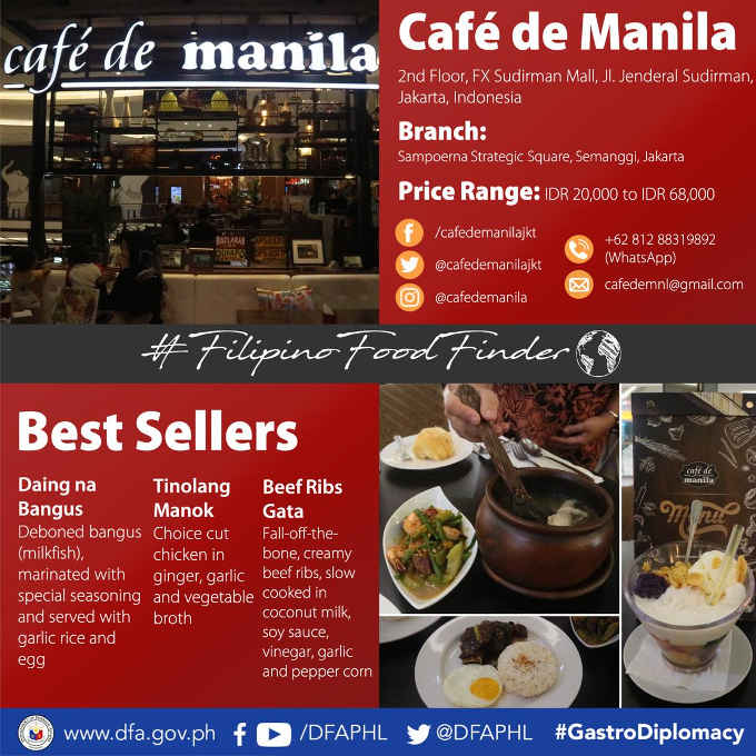 Cafe De Manila Fx Sudirman In Jakarta Indonesia The Philippines Today - 