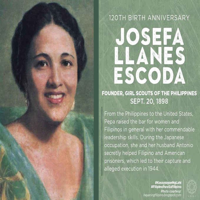 Josefa Llanes Escoda was born September 20, 1898